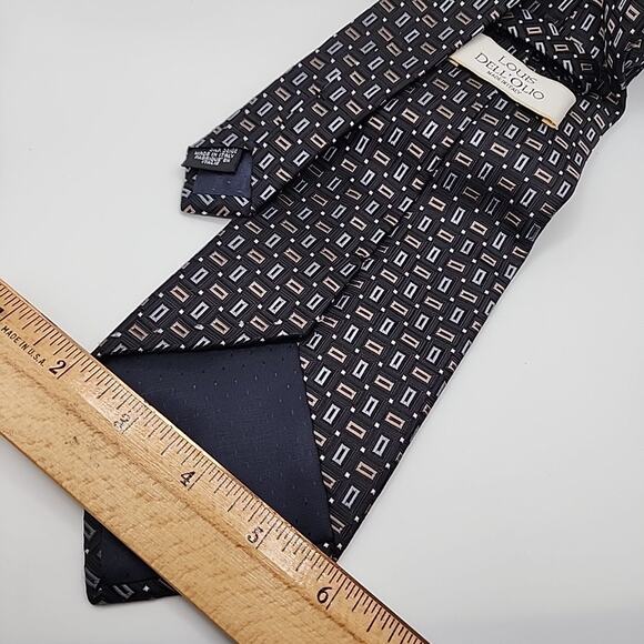 Louis Dell 'Olio Black Patterned Silk Tie - Made in Italy - Like New - Picture 2 of 4